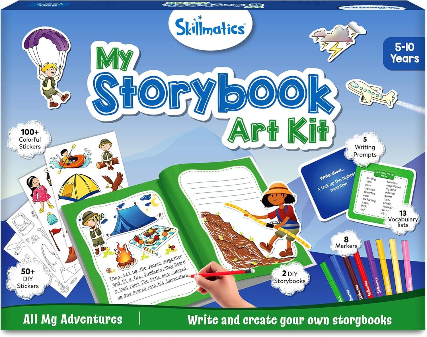 Skillmatics Storybook Art Kit – Create Adventure Stories, DIY Craft & Writing Kit with 300+ Stickers, Scrapbooking & Journal Activity, Screen-Free Fun, Gifts for Kids Ages 5, 6, 7, 8, 9, 10