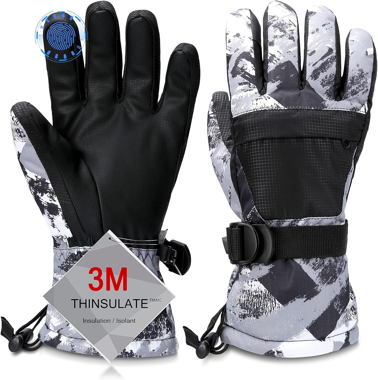 Ski Gloves, Waterproof and Breathable Snow Gloves for Cold Weather, Men & Women Boys and Girls
