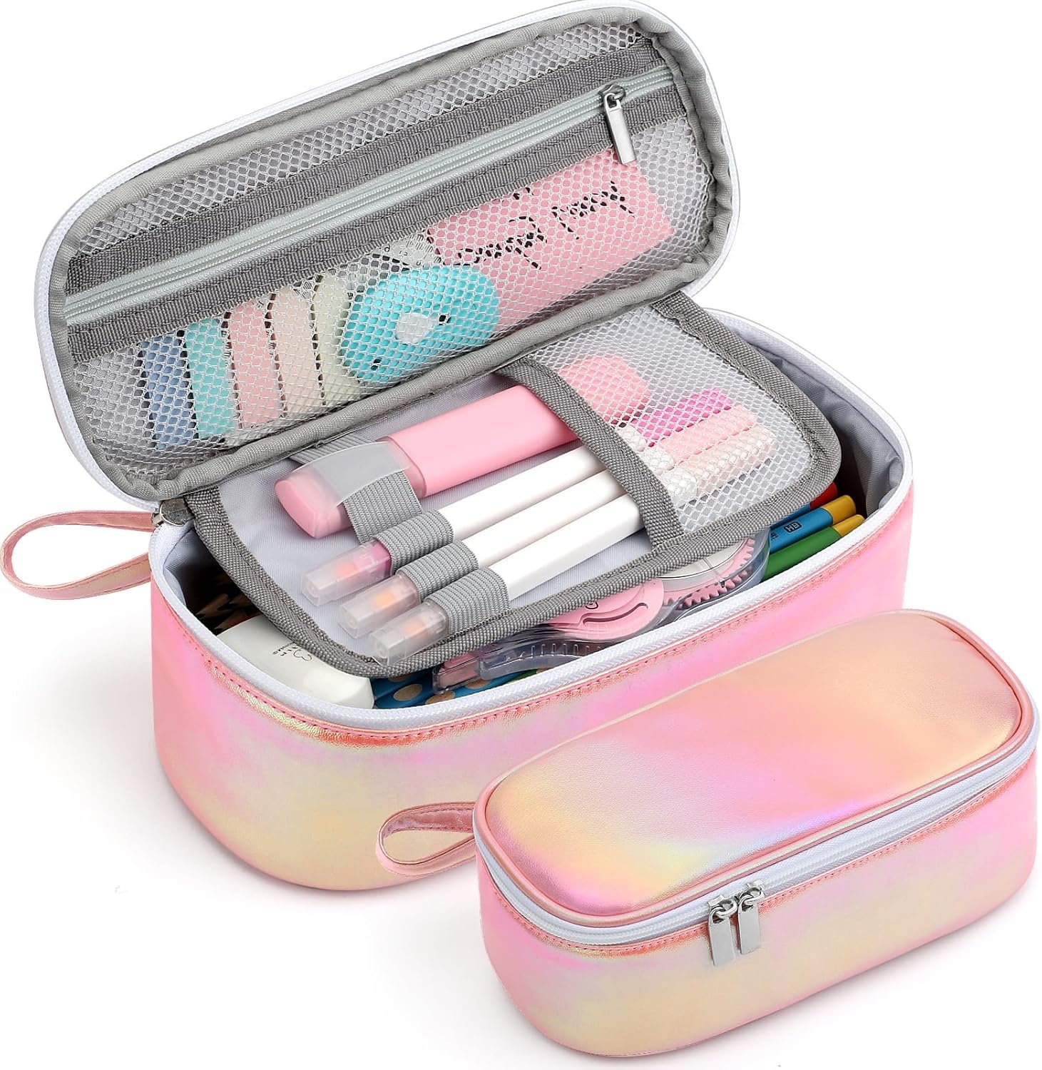 Jcocylse Large Capacity Pencil Case Portable Pencil Pouch Bag School Supplies for College Students Girls Boys Adults (Pink)