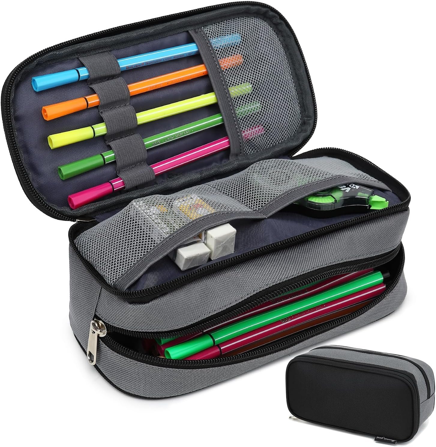 Mountain guest Large Capacity Pencil Case Multi-Slot Pencil Pouch Durable Pencil Box Portable Office Pen Bag with Zipper