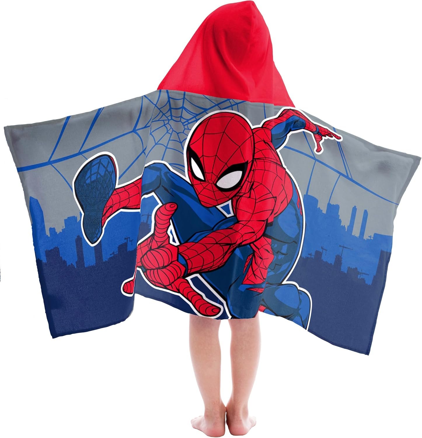 Jay Franco Hooded Bath and Beach Towel – Soft & Cozy 22″ x 51″ Kids’ Cotton Pool Towel, Multicolored – Spiderman
