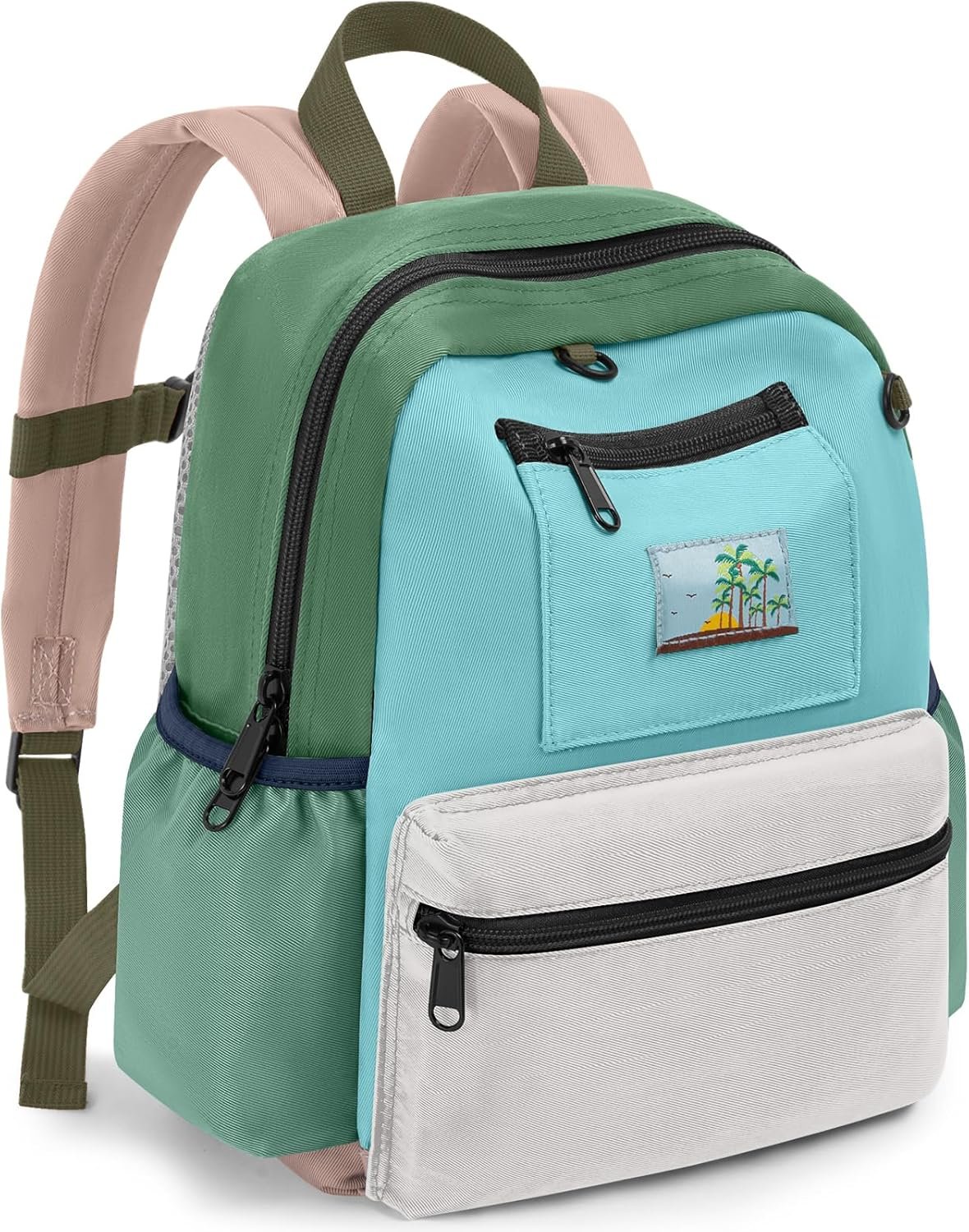 Toddler Backpack for Boys & Girls 1-3 Years, Durable Lightweight Kids Bookbag, Preschool Backpack for Kindergarten, Daycare, Travel, Green Grey