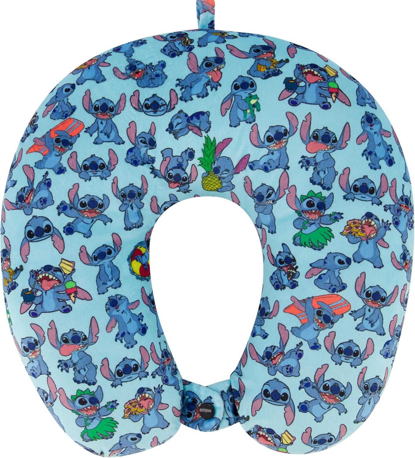 Disney Stitch Kids Travel Neck Pillow for Airplane, Car and Office Comfortable and Breathable, Blue
