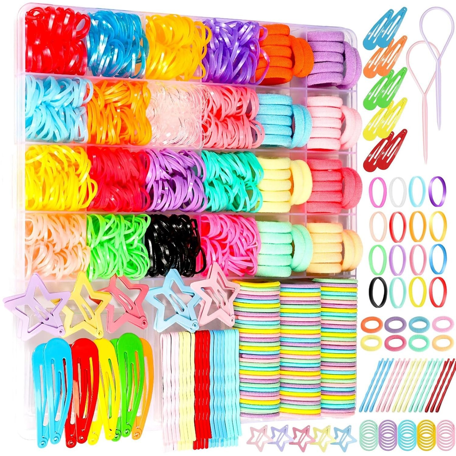 YGDZ Toddler Hair Accessories Set, Colorful Hair Accessories Set for Little Girls, Christmas Stuffers for Teen, Xmas Hair Stuff for Kids Girls, Baby Elastic Hair Ties Kit with Hair Clips