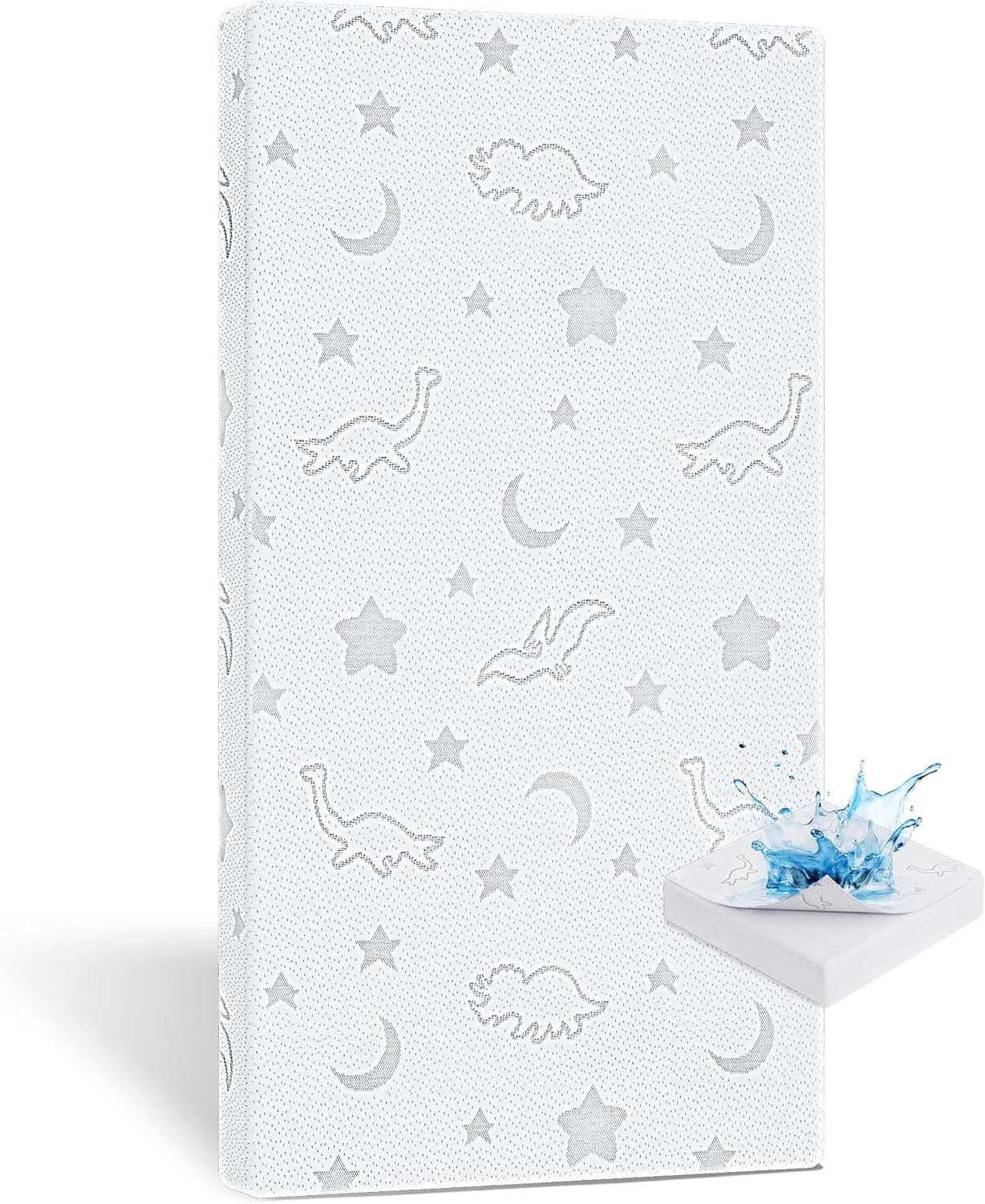 Crib Mattress Topper 2″ x 27.5″ x 52″, High Density Foam Breathable Baby and Toddler Mattress Topper with Waterproof Removable and Washable Cover, Fits Standard Cribs and Toddler Beds