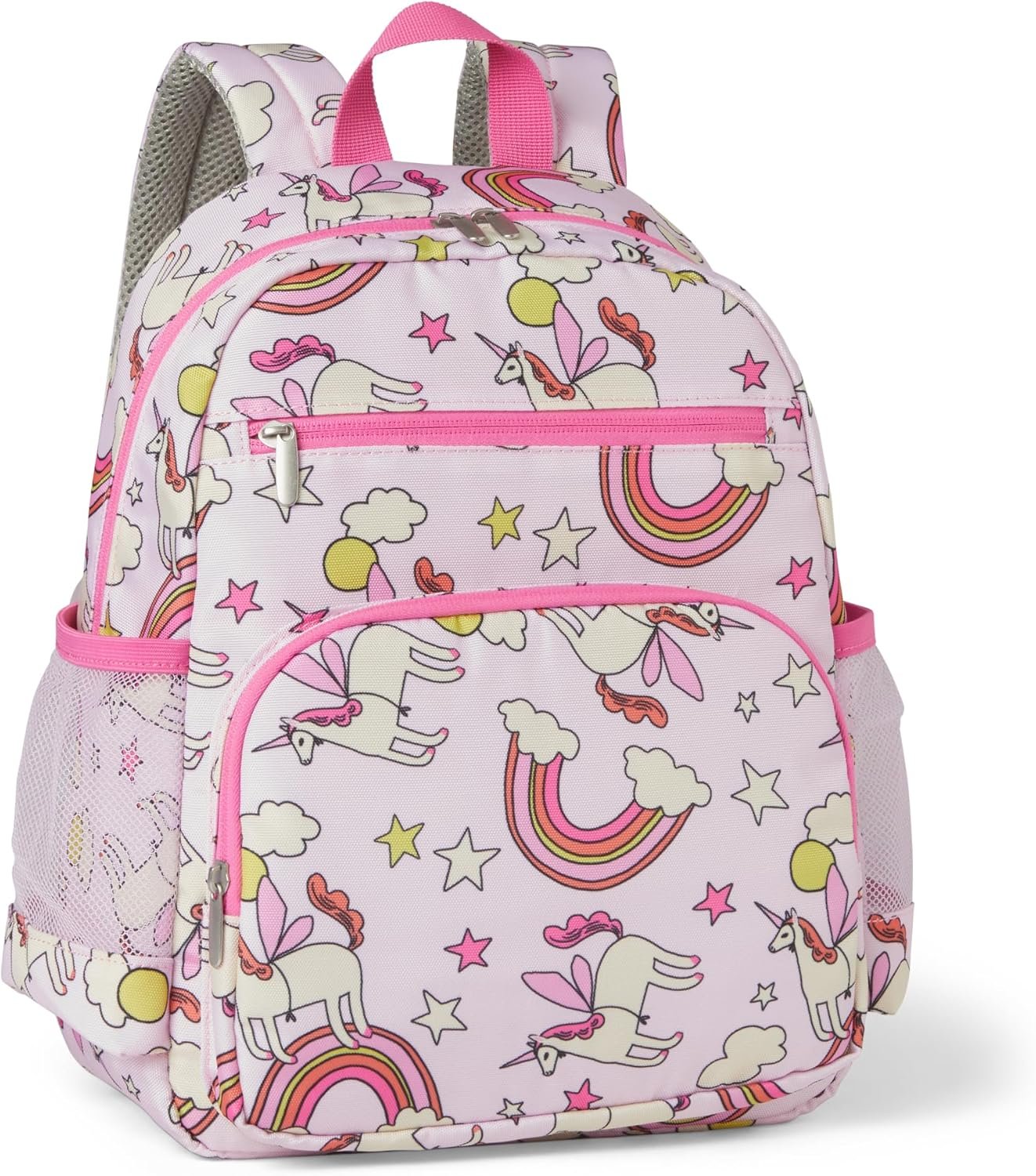 Amazon Essentials Kids School Backpack with Multiple Storage Pockets, Durable Tear-Resistant Daypack for Books and Supplies, Pink