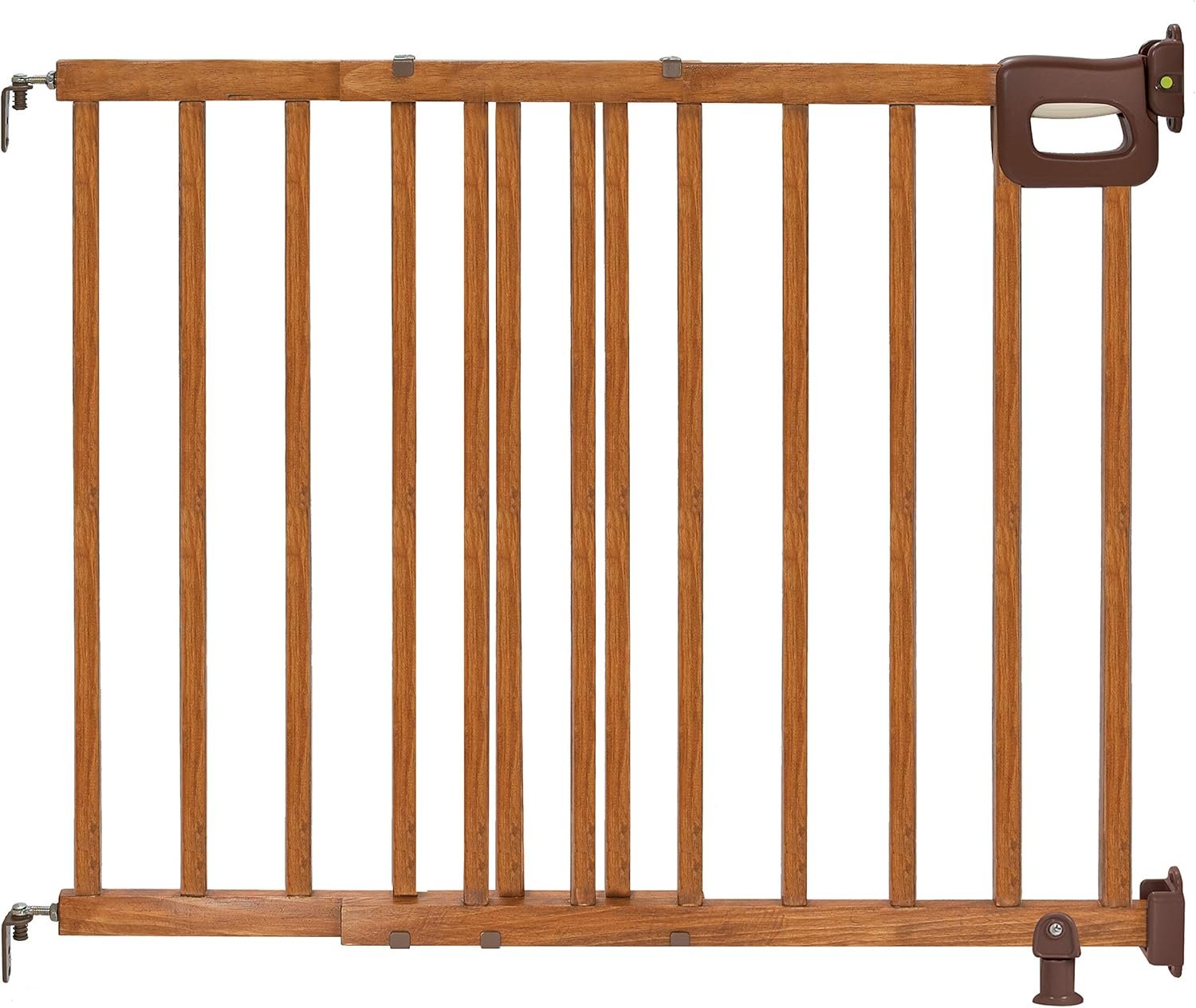 Ingenuity The Stairway 48W Series, 30′-48′ Wide, 32″ Tall, Baby Gate for Stairs with Door, Wood Safety Gate for Doorways and Stairways – Oak Wood