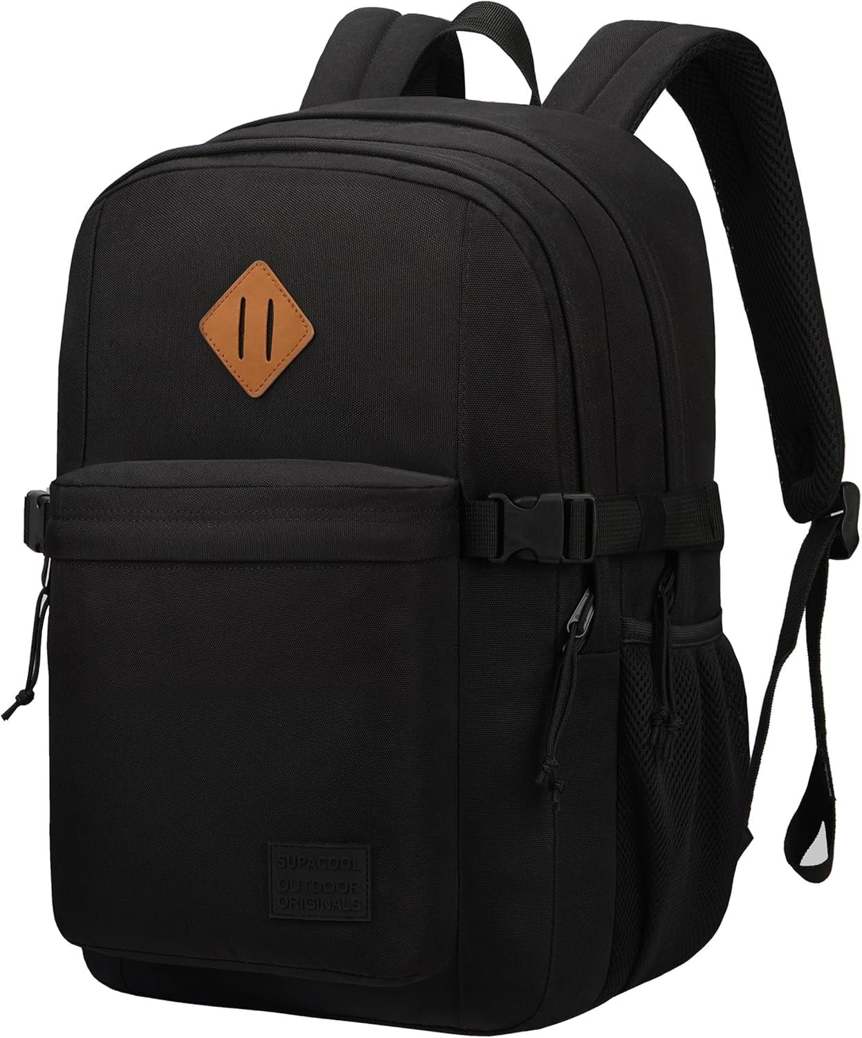 SUPACOOL Black Backpack For School, Bookbag for Boys, Girls and Kids, Boys backpacks, Laptop Compartment,Travel Backpack for Men and Women(Black) | For School, Bookbag, Boys backpacks, Travel Backpack