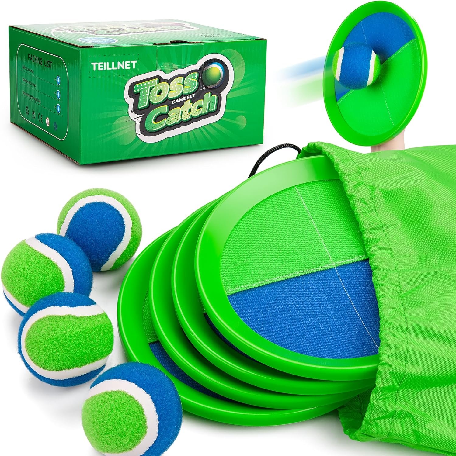 Toss and Catch Ball Set Upgraded – Kids Toys Beach Toys Baseball Games – Sturdy & Water-Resistant Great for Outdoor Pool Yard Games – Classic Gift for Boys Girls 3 4 5 6 7 8 9 10 11 12+ Years Old