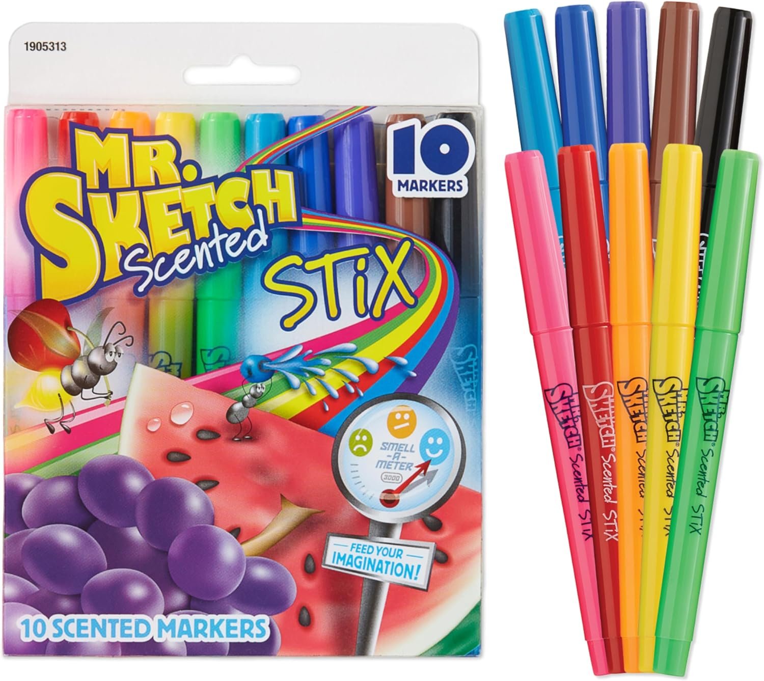 Mr. Sketch Scented Stix Markers, Fine Tip, 10 Count – Fun for Kids, Coloring, Spark Creativity, Arts & Crafts