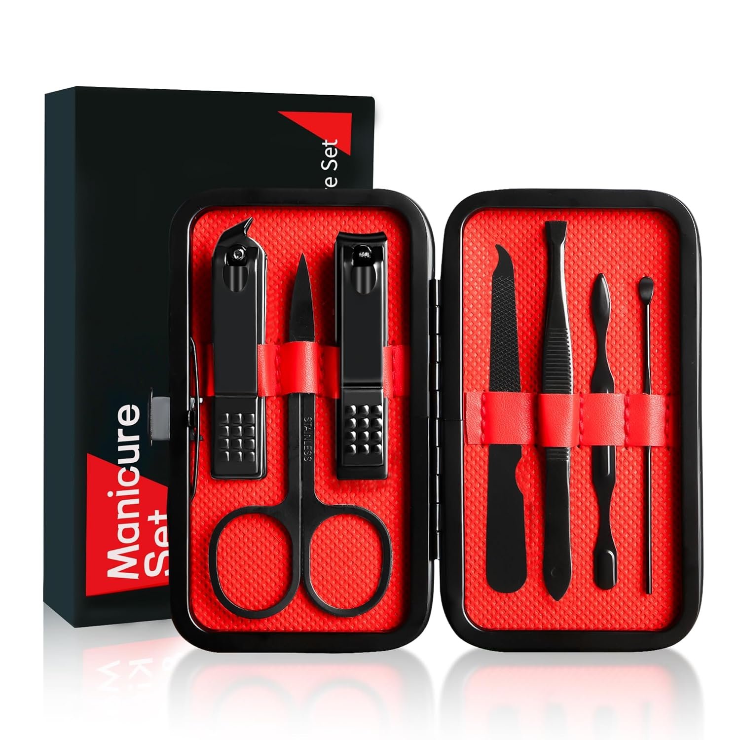 Manicure Set Gift for Men Women, Easter Basket Stuffers for Teen Boys Girls, 7 in 1 Finger and Toe Nail Clippers Kit, Personal Care Tools Accessories Pedicure Kits with Travel Case Nail Grooming Kit