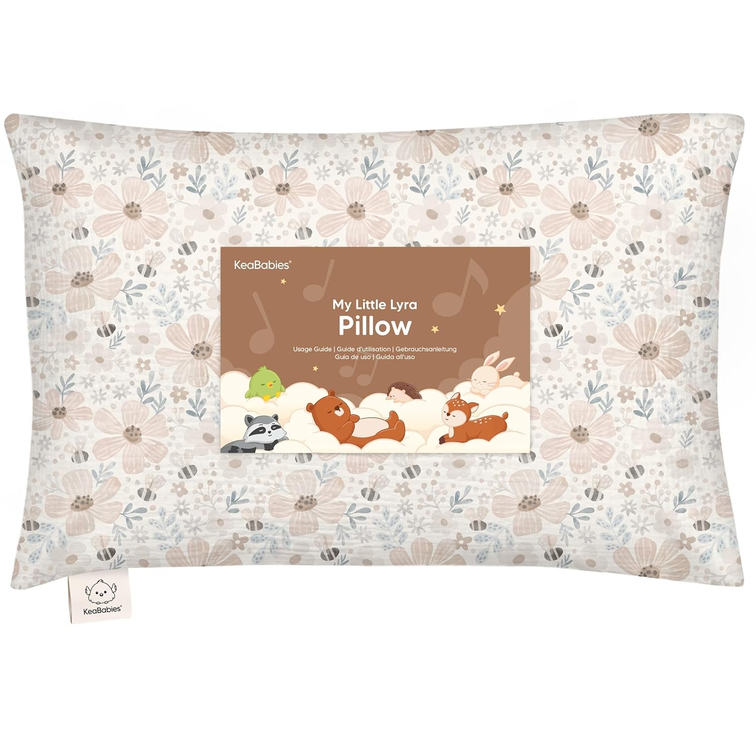 KeaBabies Toddler Pillow with Pillowcase – 13×18 Soft, Breathable Organic Cotton Muslin Kids Pillow for Sleeping, Travel, Preschool Nap, Small Bed, Toddler Age 2 Year Old to 5 (Flora Vale)