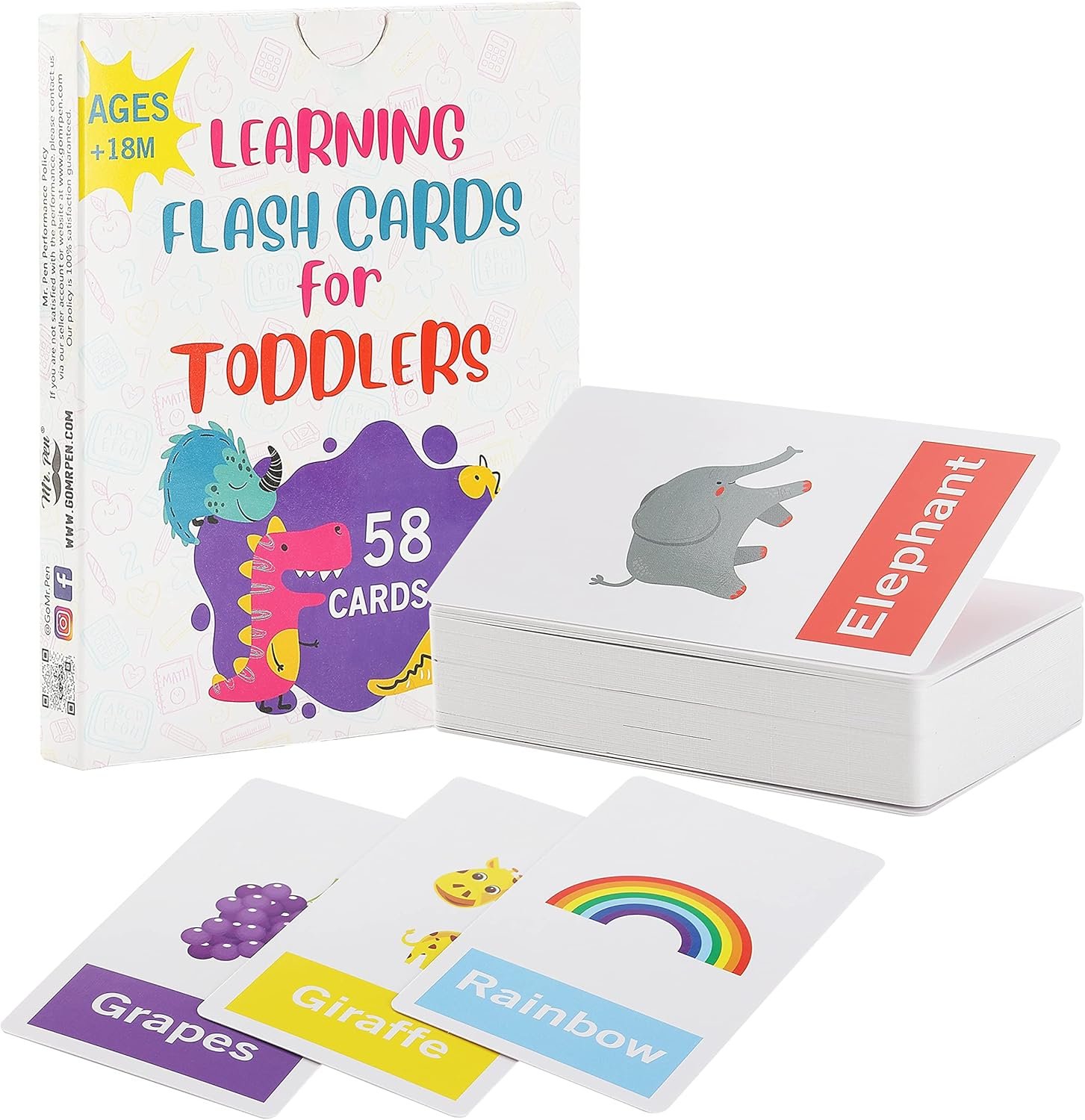 Mr. Pen Alphabet Flash Cards for Toddlers – Double-Sided, 58 Picture Cards, ABC & Number Flash Cards