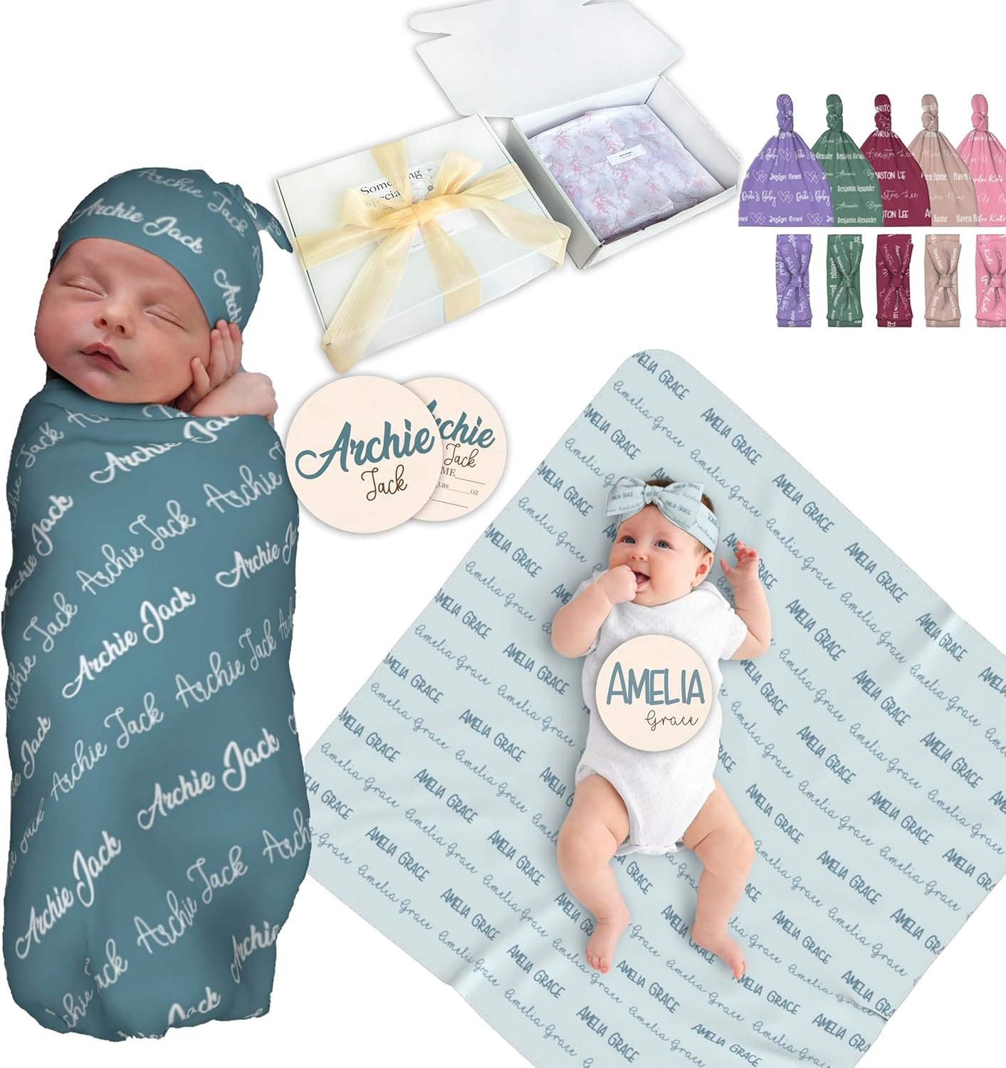 Personalized Baby Swaddle Blanket for Boys & Girls – Custom Name Blanket for Newborns