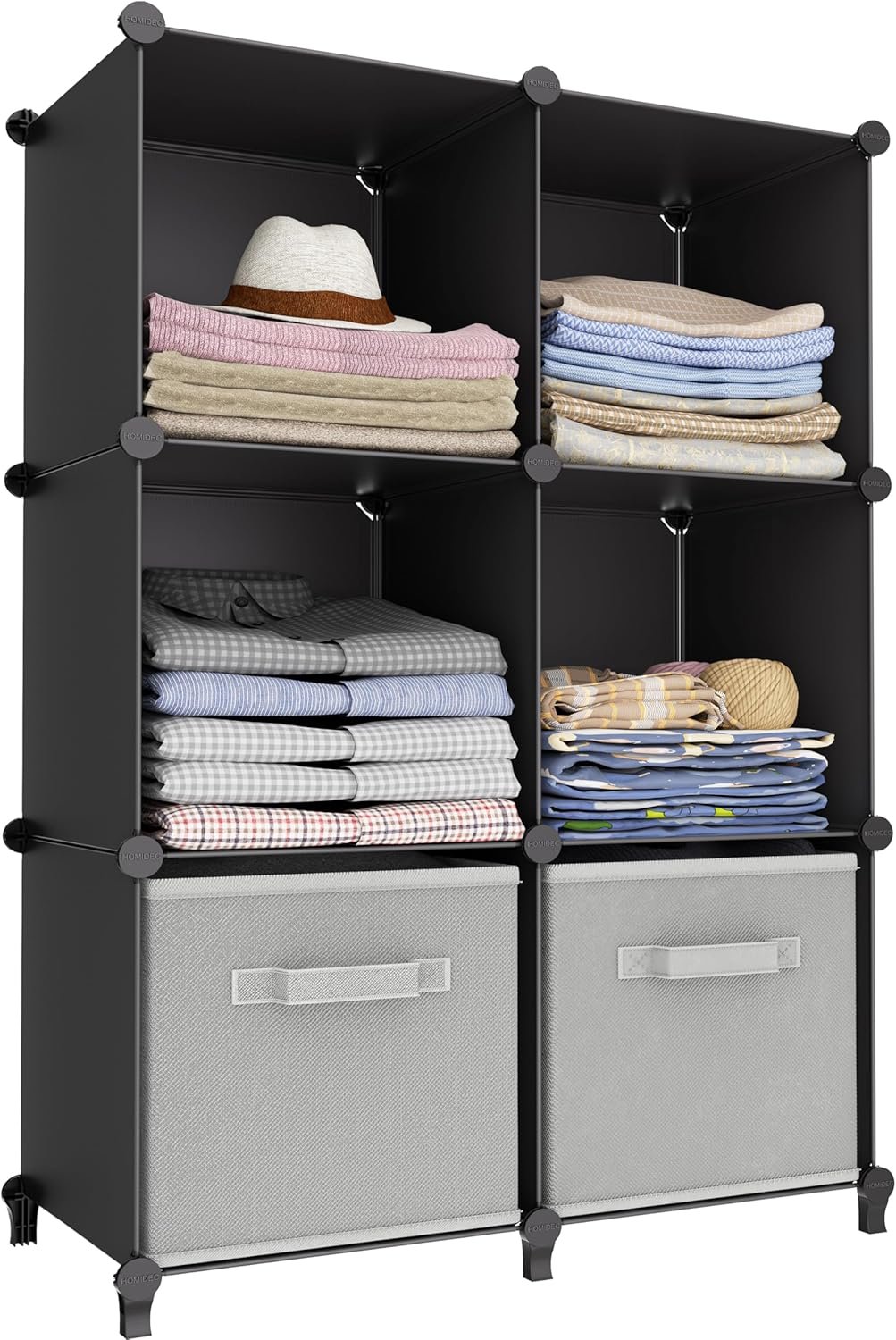 6-Cube Storage Organizer, Closet Organizer Storage Cabinet Shelf Bookcase Bookshelf with Metal Hammer, Storage Cubes Organizer Cabinet for Kids, Closet, Bedroom, Bathroom(11.8×11.8×11.8 inch)Black