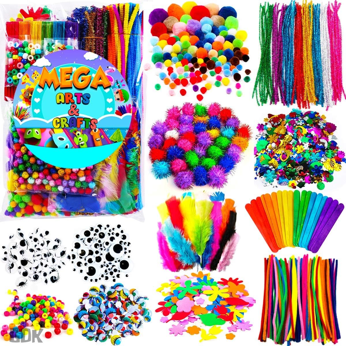 GoodyKing Arts and Crafts Supplies for Kids – 1170Pcs+ Craft Art Supply Kit for Toddlers Kids Craft Supplies & Materials Age 4 5 6 7 8 9 – Christmas D.I.Y. Crafting School Supplies