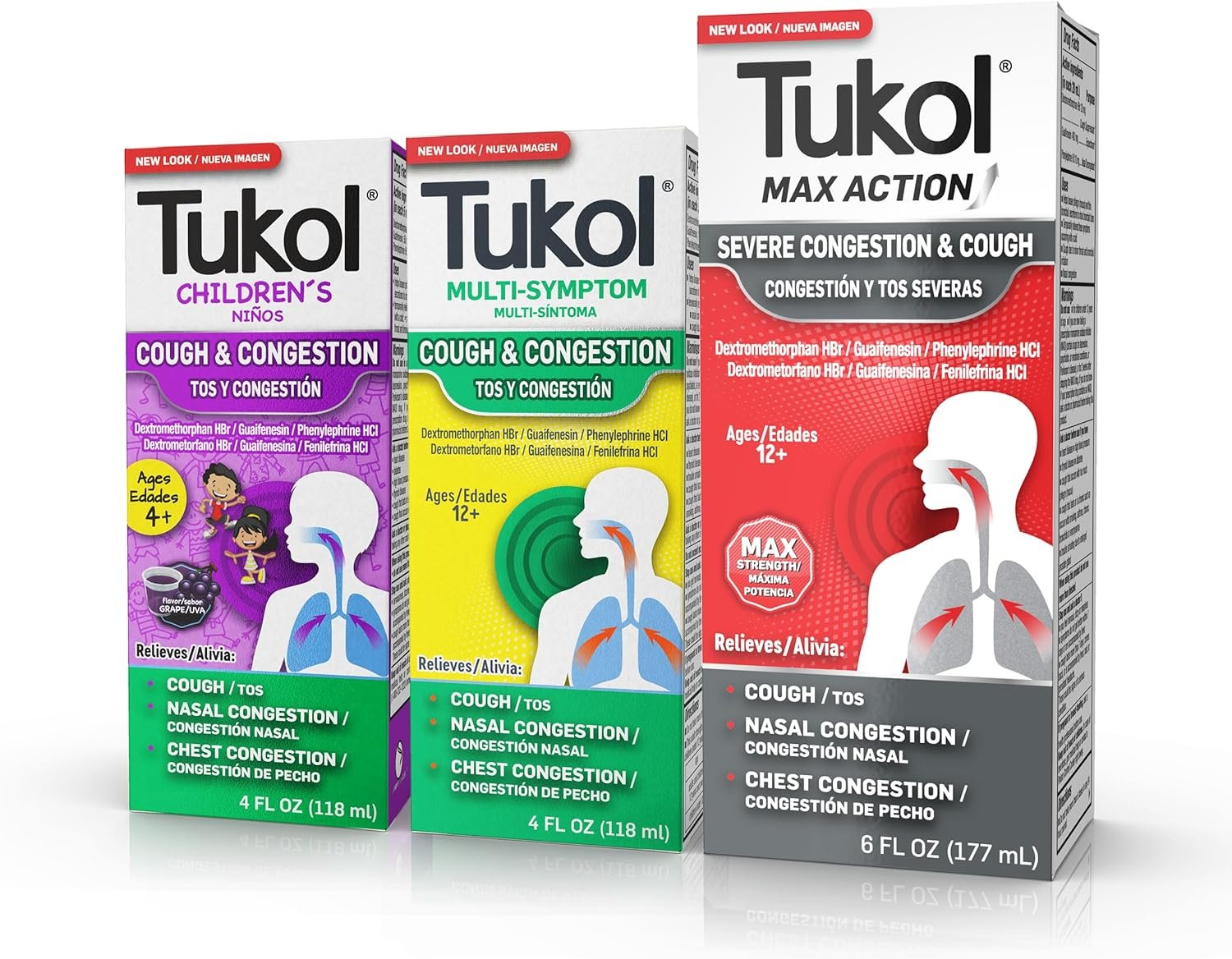 TUKOL Total Cold & Cough Relief Kit, Cough Medicine for Adults, Kids, Family Max Action Severe Cough Suppressant Multi-Symptom Cold Relief Syrup Children’s Cough & Cold Medicine Bundle