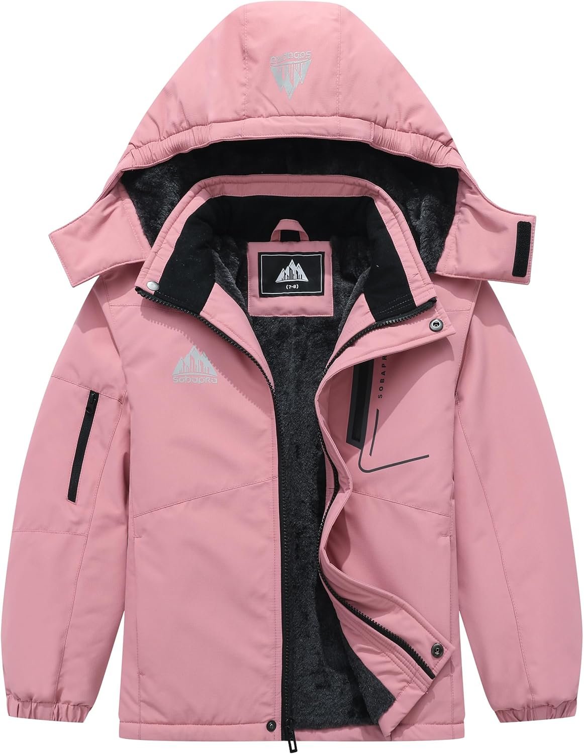 Kids Waterproof Ski Jacket Warm Winter Snow Coat Boys and Girls Fleece Hooded Snowboarding Jacket