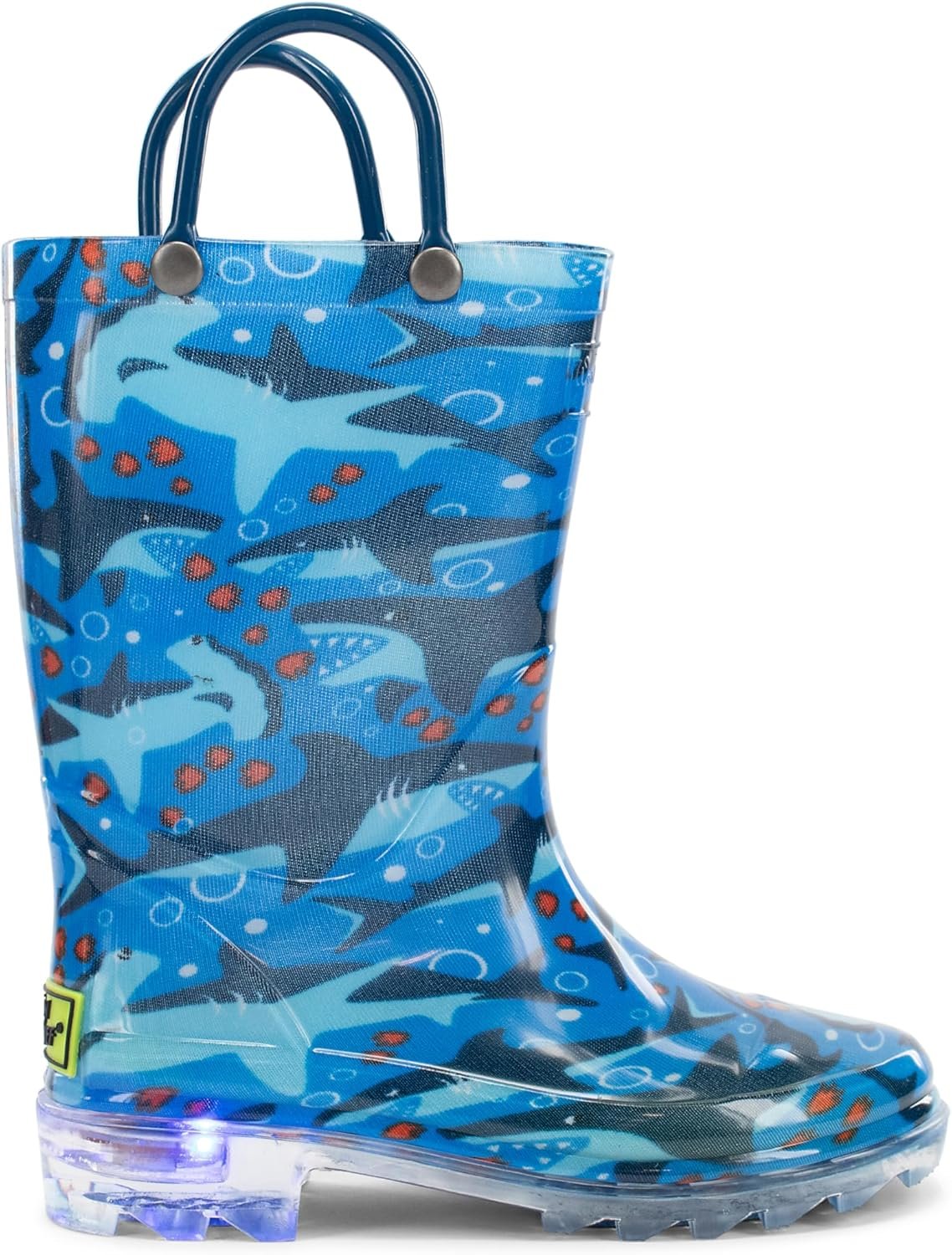 Western Chief Kids Waterproof Light Up Rain Boots With Handles for Easy On and Off for Boys and Girls