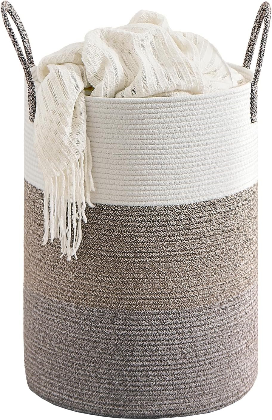 CLHMILY&Z 60L Laundry Basket Round Storage Rope Basket – 15×20.5 Inches – Laundry Hamper in Bedreoom and Mutil Storage Bin for Blankets, Toys, and Nursery Essentials