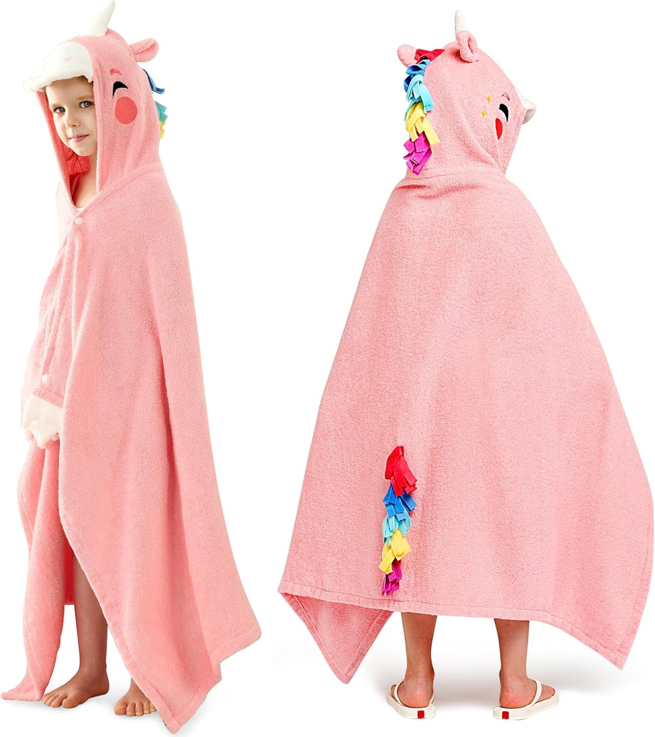 Joiedomi Unicorn Hooded Towel for Kids Soft 100% Cotton Bath Beach Towel 30″ x 50″ for Kids 3-10 Years Toddler Pool Poncho with Hood Absorbent Swim Wrap for Boys Girls