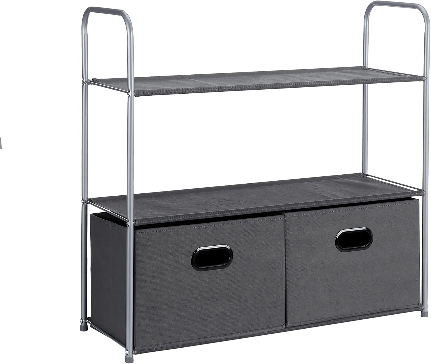 Amazon Basics Freestanding Closet Organizer with Fabric Bins, Drawers and 3 Shelves, Easy to Assemble, Grey, 32.7″ x 12.2″ x 31″