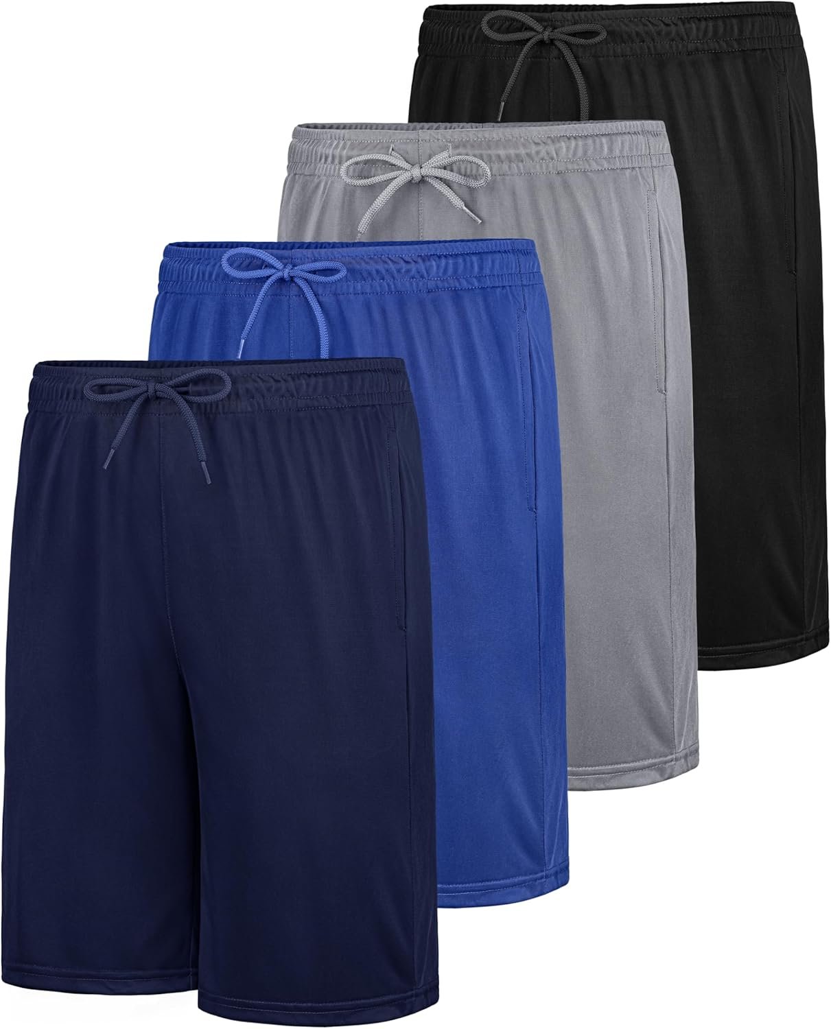 4 Pack Boys Athletic Shorts with Pockets Tricot Kids Youth Quick Dry Active Basketball Sports Shorts with Drawstring