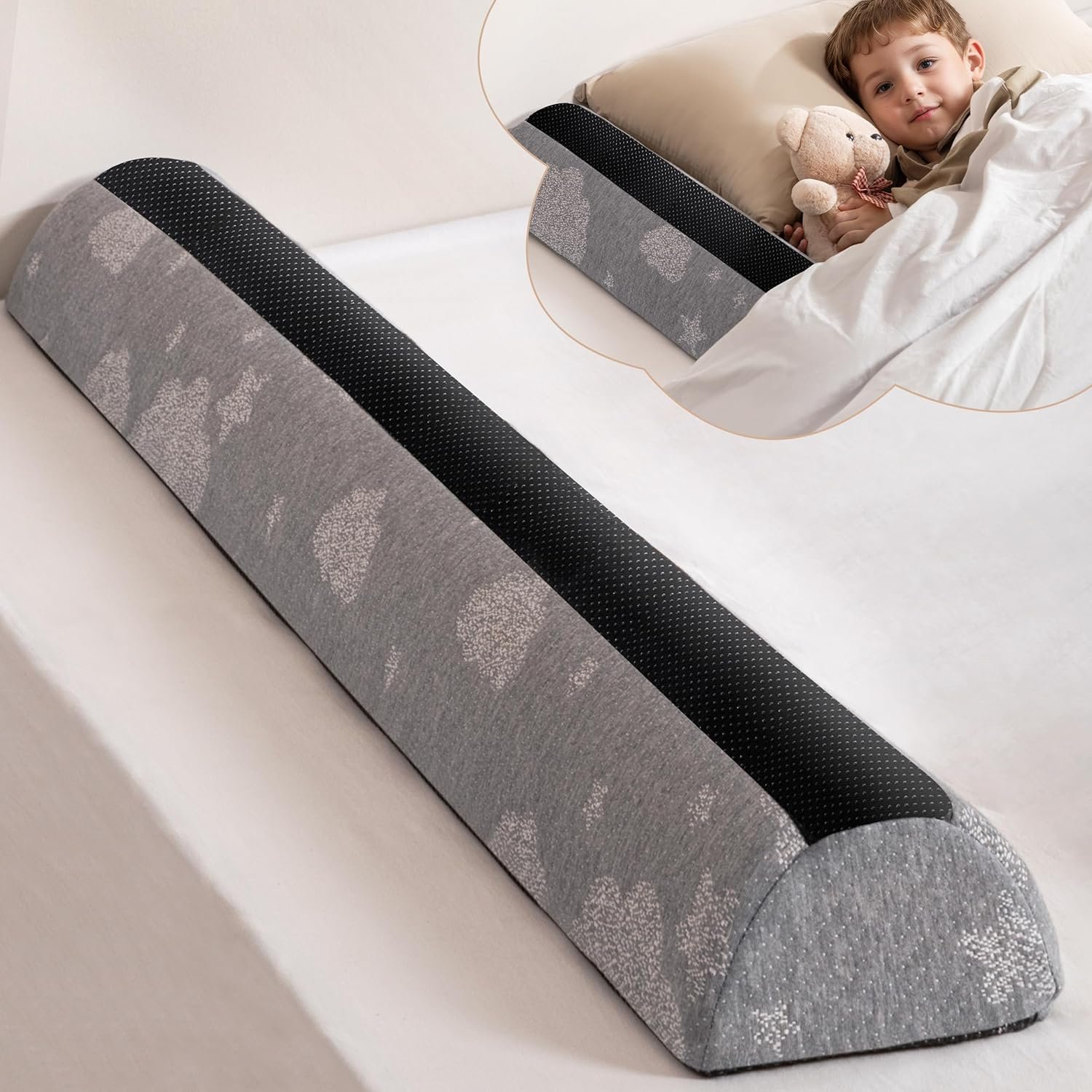 Bed Rail Bumpers for Toddlers 2pcs – Foam Bed Bumper Guard with Dual Non-Slip Pads Waterproof Washable Soft Removable Cover Safe Bed Rail for Toddlers, Kids Seniors
