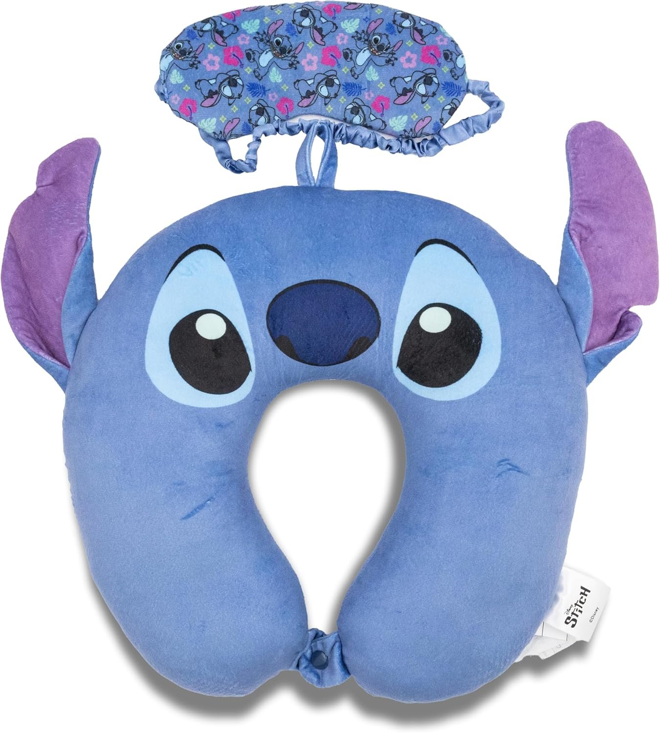 Fast Forward Disney Stitch Neck Pillow for Kids | Stitch Travel Pillow with Eye Mask Set | Toddler Travel Pillow, Airplane Pillow for Car and Plane | Soft Kids Travel Set
