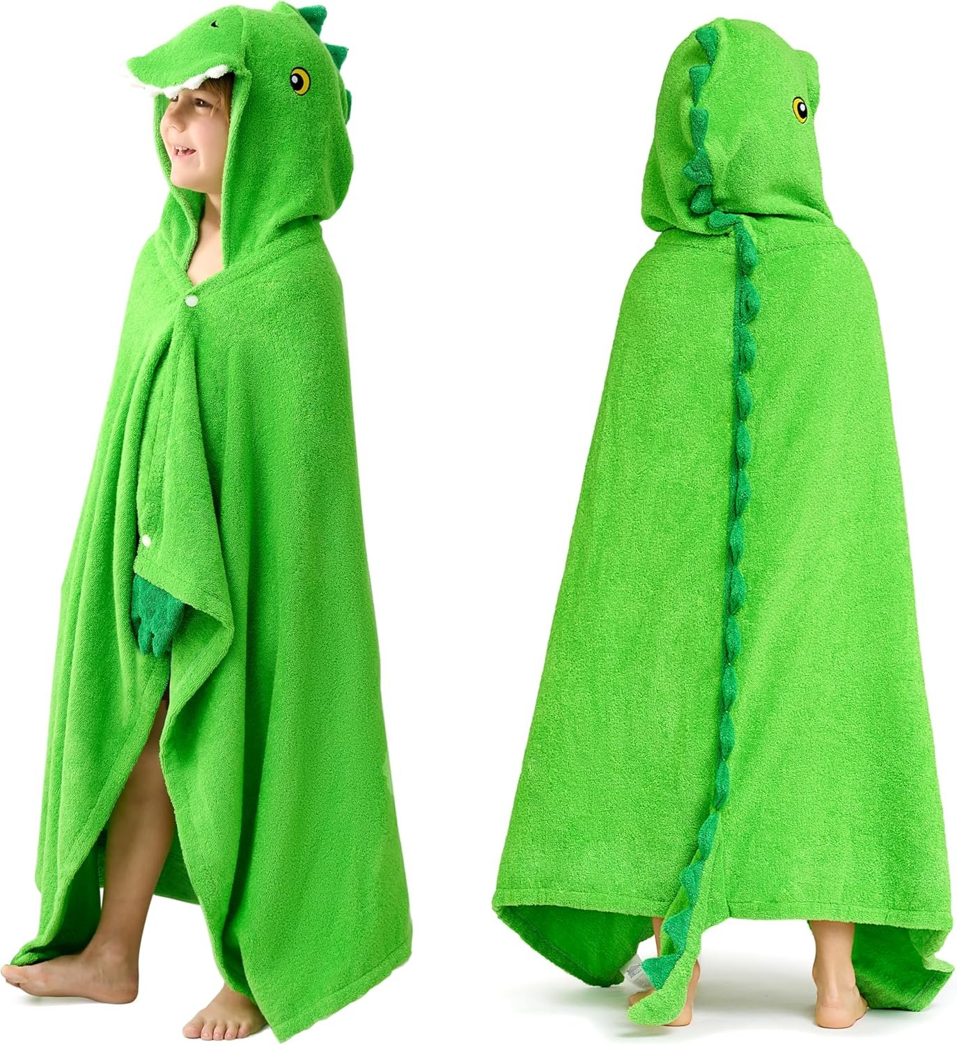 Joiedomi Dinosaur Hooded Towel for Kids Soft 100% Cotton Bath Beach Towel 30″ x 50″ for Kids 3-10 Years Toddler Pool Poncho with Hood Absorbent Swim Wrap for Boys Girls