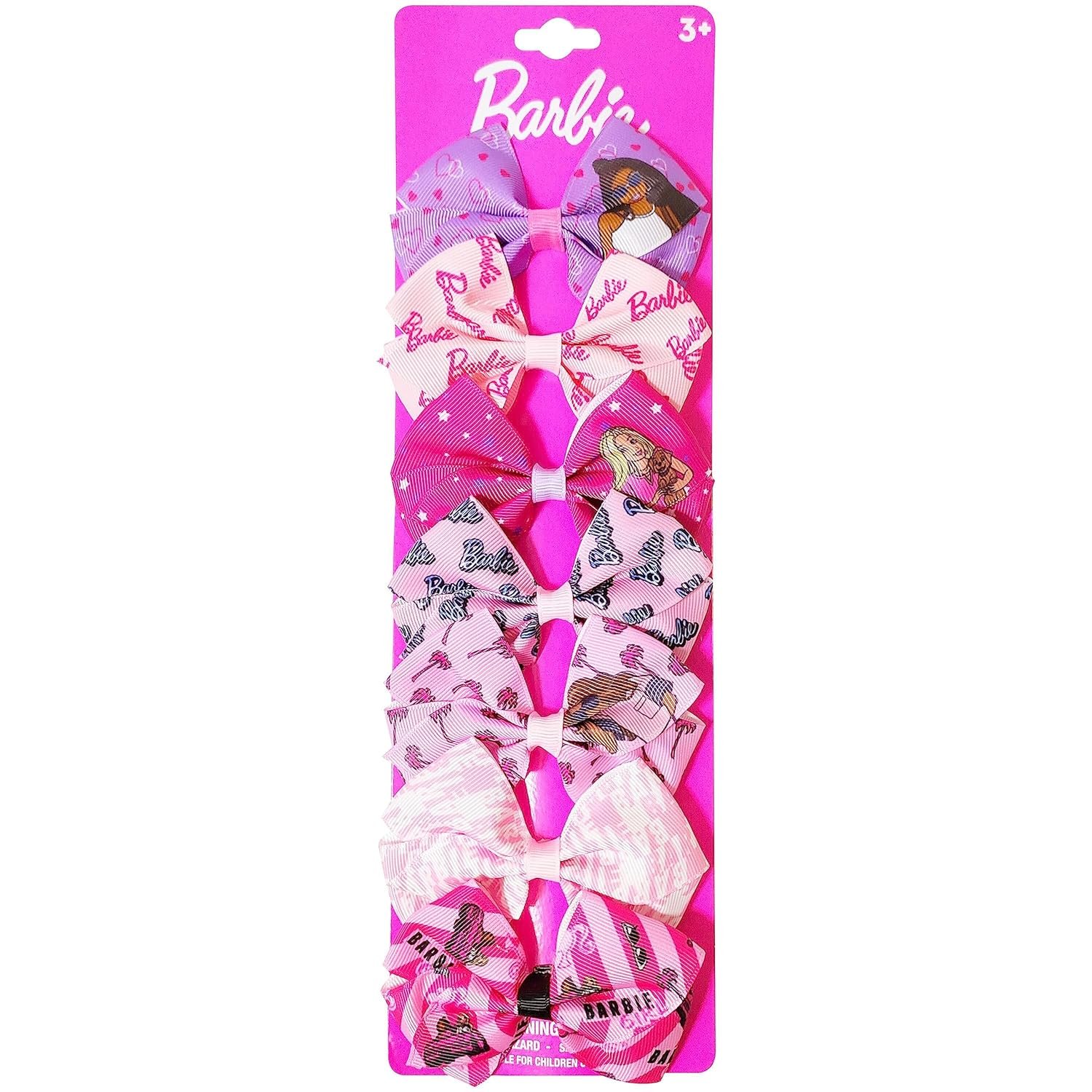 Luv Her Barbie Kids Bows – Hair Accessories Gift Set – Princess Hair Bows – 7 Pcs 4 Inch Bundle – Hair Bows for Girls – Barbie Hair clip – Alligator Clip – Ages 3 +