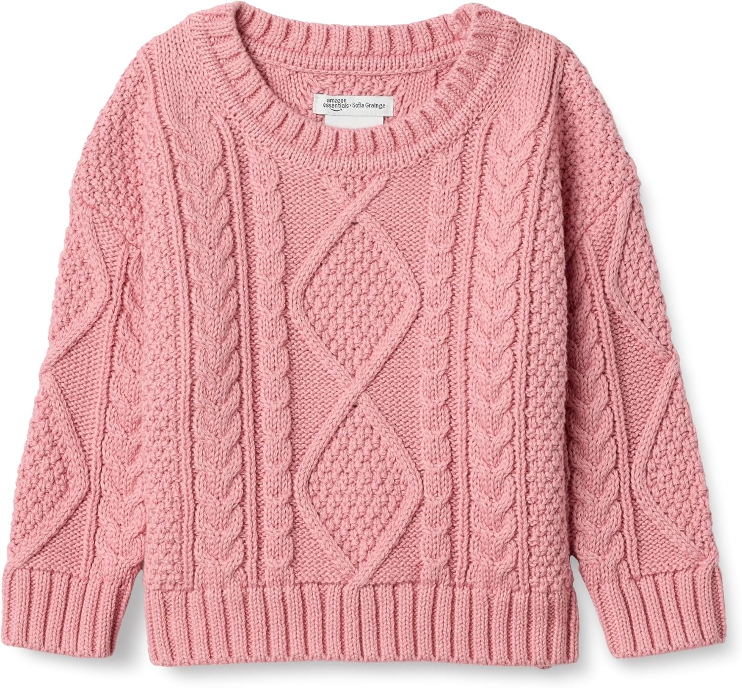 Amazon Essentials x Sofia Grainge Babies, Toddlers and Boys’ Cable Crewneck Sweater