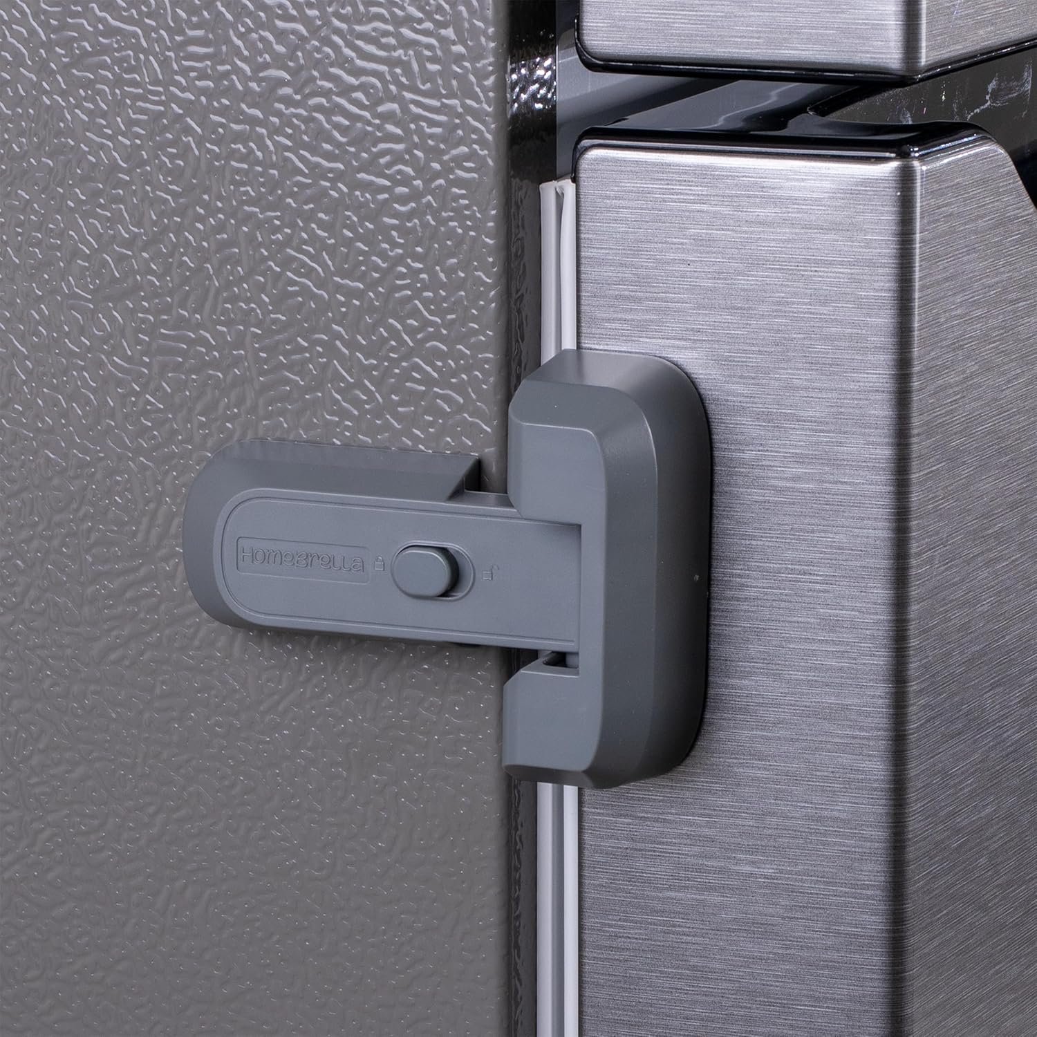 2-Pack Child Proof Fridge Lock with Adhesive – No Tools Required – Refrigerator Lock for Kids – Freezer Latch to Keep Door Closed – for Toddlers, Cats, & Dogs.