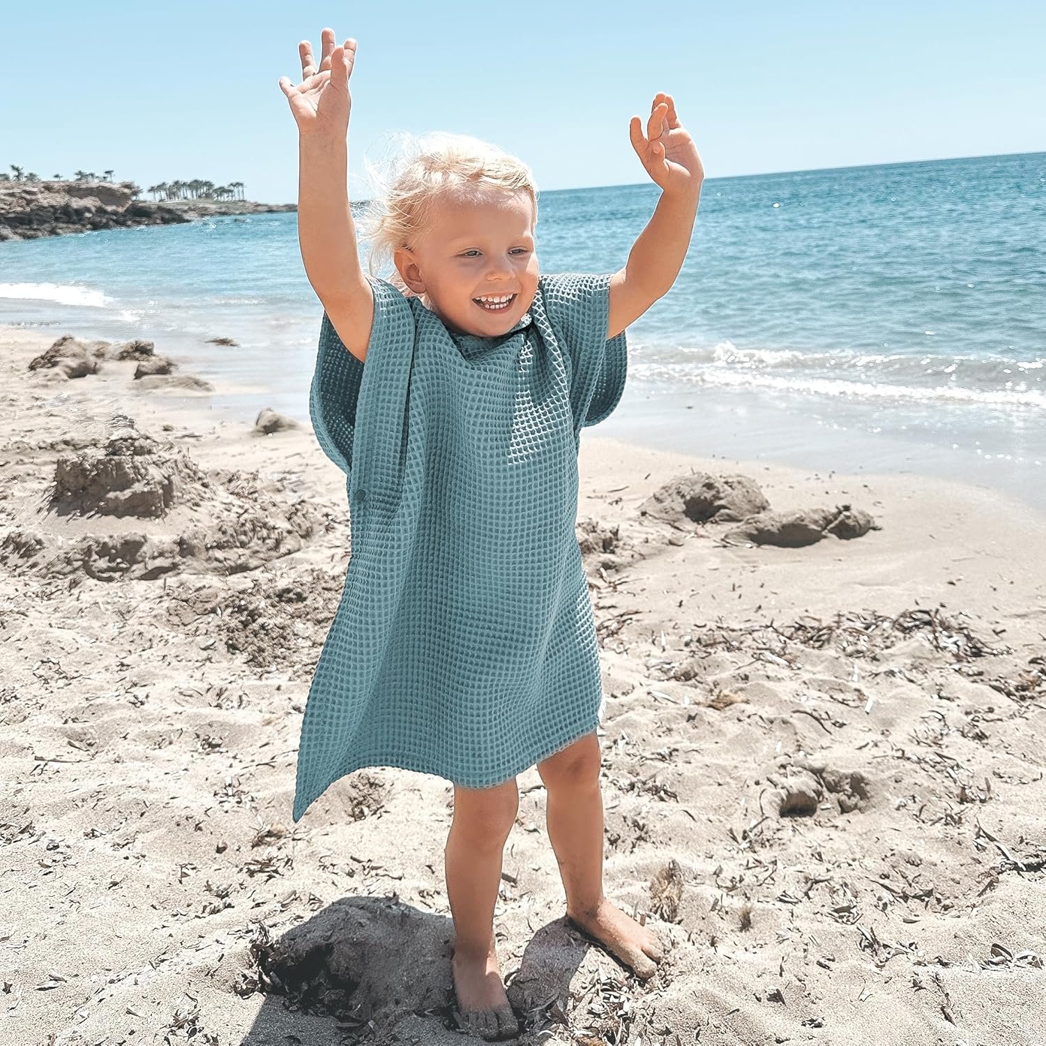 ZICOTO Soft Hooded Beach Towel for Kids – Cute Towel for Babies and Toddler Made of Waffle Cotton – Perfect Lightweight and Absorbent for Bath, Beach, Pool
