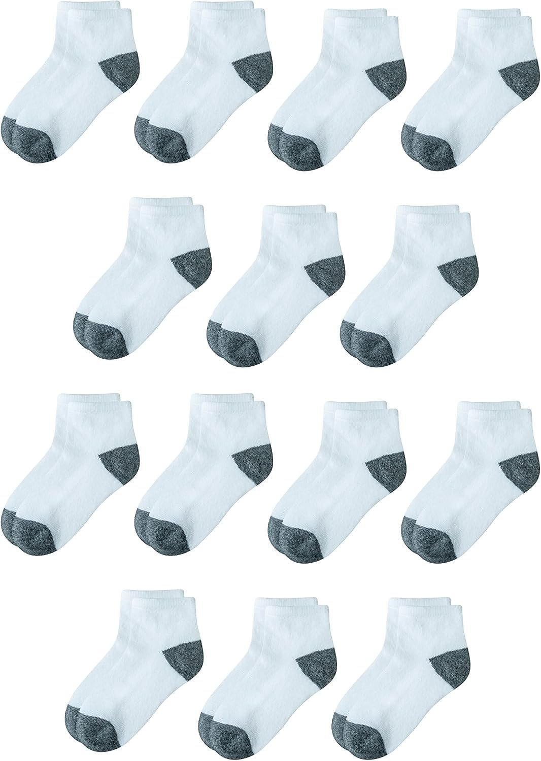Amazon Essentials Unisex Kids and Toddlers’ Cotton Ankle Socks, Cushioned, 14 Pairs