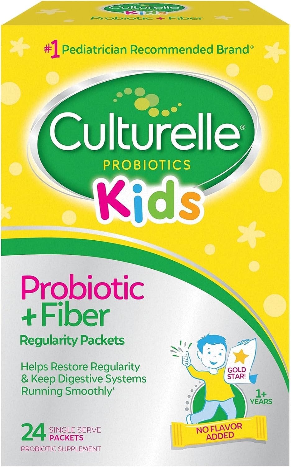 Culturelle Kids Probiotic + Fiber Packets (Ages 3+) – 24 Count – Digestive Health & Immune Support – Helps Restore Regularity (Packaging may vary)