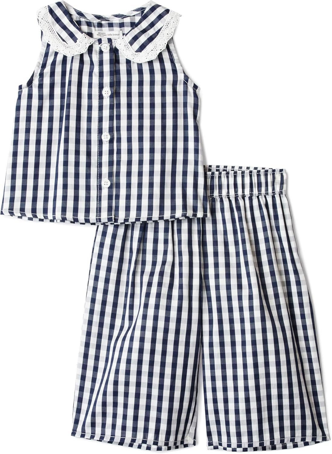 Amazon Essentials x Sofia Grainge Toddlers and Baby Girls’ Cotton Sateen Sleeveless Top and Pants Play Set